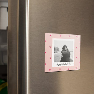 Happy Valentine's Day Pink & Red Heart Gift Magnet