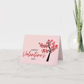 Happy Valentine's Day Pink & Red Hearts Holiday Card