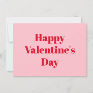 Happy Valentine's Day pink red modern typography Card