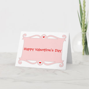 Happy Valentine's Day Pink Scroll Greeting Card