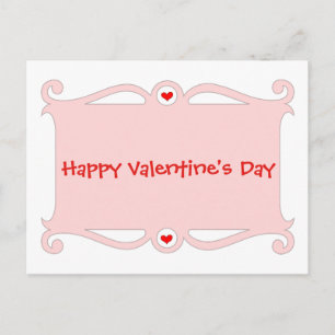 Happy Valentine's Day Pink Scroll Postcard