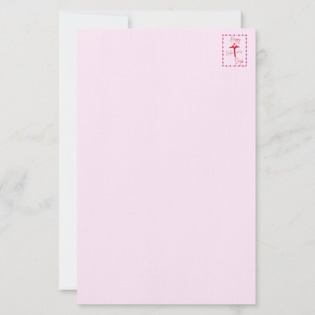 Happy Valentine's Day Pink Stationery (Front)