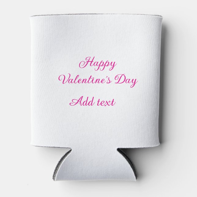 Happy Valentine's day pink text name message Can Cooler (Front)