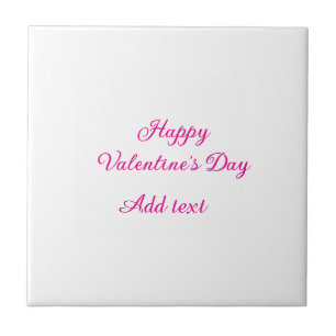 Happy Valentine's day pink text name message Ceramic Tile