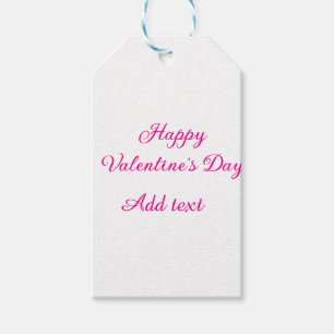 Happy Valentine's day pink text name message Gift Tags