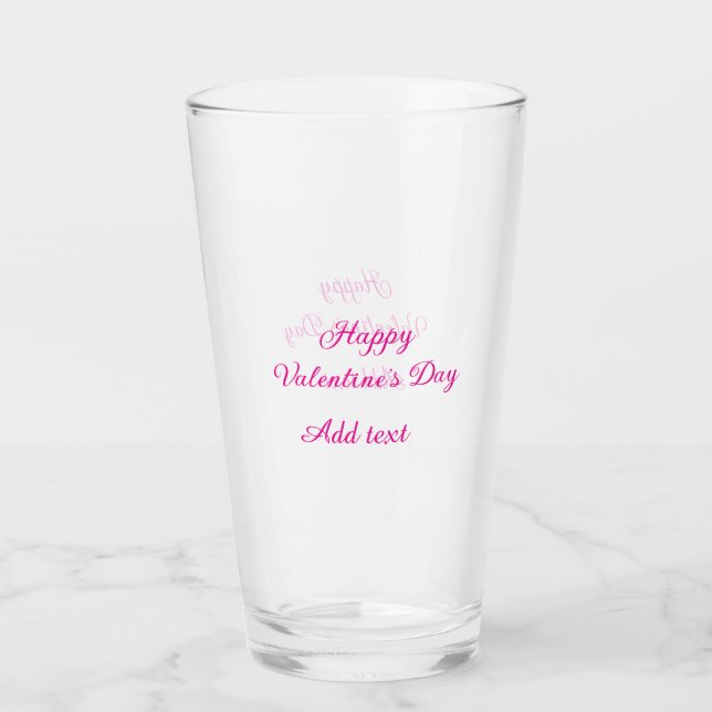 Happy Valentine's day pink text name message Glass (Front)