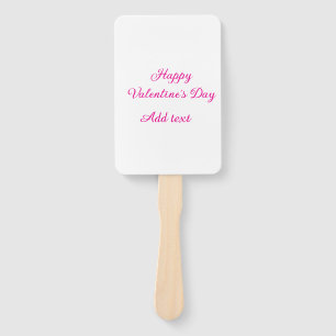 Happy Valentine's day pink text name message Hand Fan