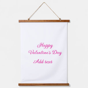 Happy Valentine's day pink text name message Hanging Tapestry
