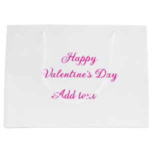 Happy Valentine's day pink text name message Large Gift Bag