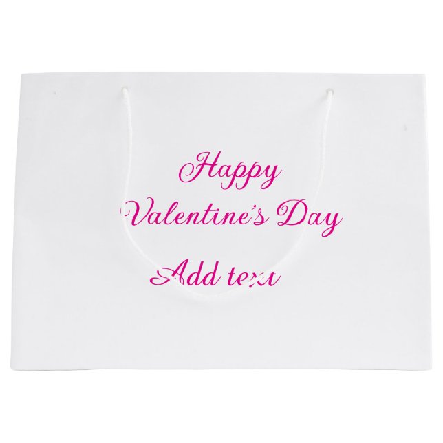 Happy Valentine's day pink text name message Large Gift Bag (Front)