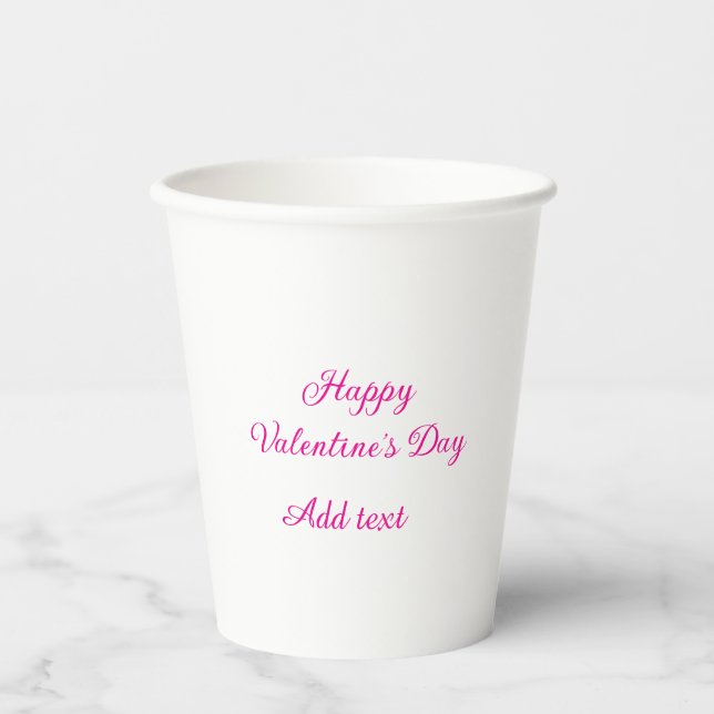 Happy Valentine's day pink text name message Paper Cups (Front)