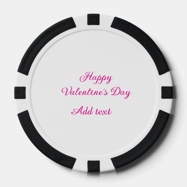 Happy Valentine's day pink text name message Poker Chips (Front)