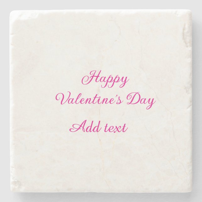 Happy Valentine's day pink text name message Stone Coaster (Front)