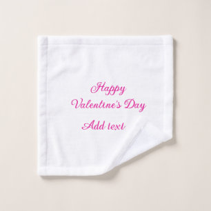 Happy Valentine's day pink text name message Wash Cloth