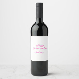 Happy Valentine's day pink text name message Wine Label