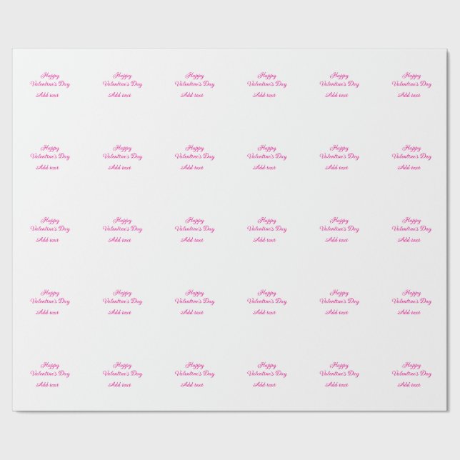 Happy Valentine's day pink text name message Wrapping Paper (Flat)