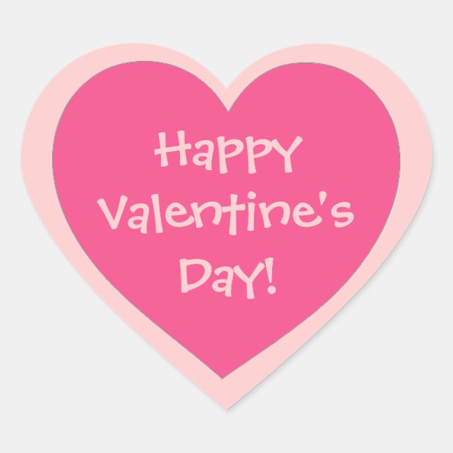 Happy Valentine's Day pink theme heart stickers (Front)