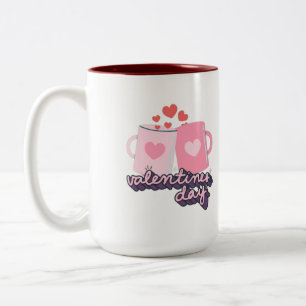 Happy Valentine's Day Pink Two-Tone Coffee Mug