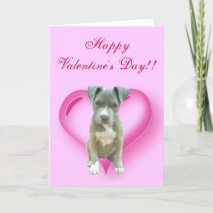 Happy Valentine's Day Pitbull Puppy greeting card