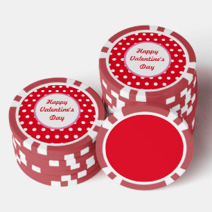 Happy Valentine's Day Poker Chips (Red & White)
