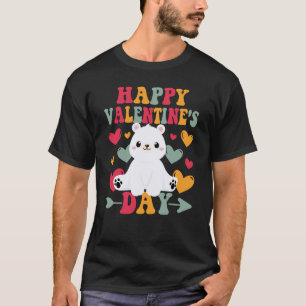 Happy Valentines Day Polar Bear Heart Love Groovy T-Shirt