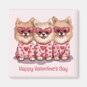 Happy Valentines Day Pomeranian Dogs Magnet