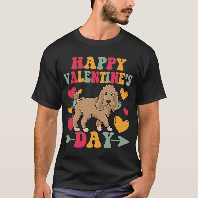 Happy Valentines Day Poodle Heart Love Groovy  1 T-Shirt (Front)
