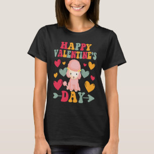 Happy Valentines Day Poodle Heart Love Groovy T-Shirt