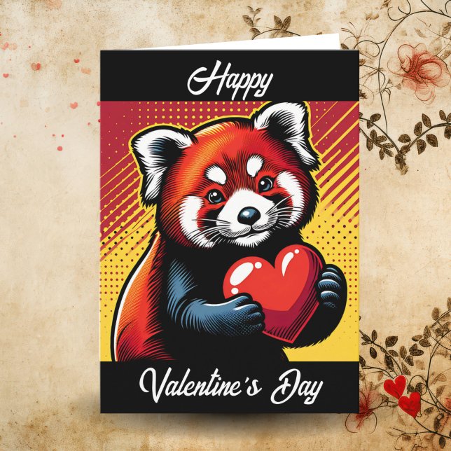 Happy Valentine's Day | Pop Art Red Panda Card (Creator Uploaded)