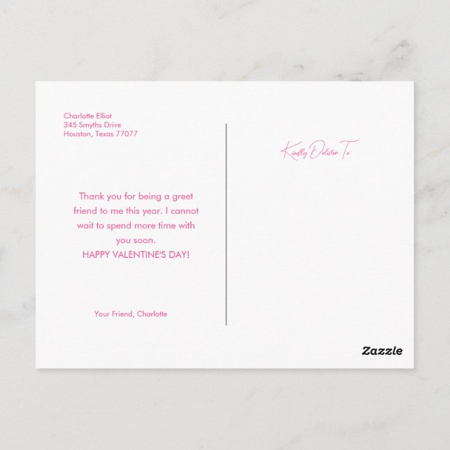 Happy Valentines Day Postcard (Back)