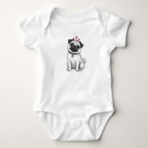 Happy Valentine's Day! Print with pug. Baby Bodysuit