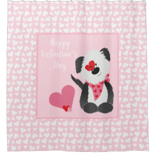 Happy Valentines Day Puppy Hearts Pink Shower Curtain