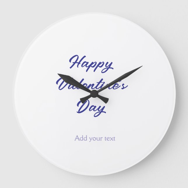 Happy Valentine's day purple name add message text Large Clock (Front)