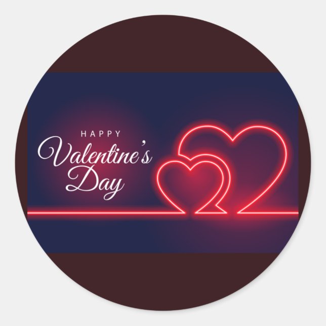 Happy Valentine's Day Radium Design-47954 Classic Round Sticker (Front)