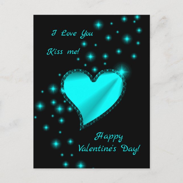Happy Valentine's Day - Rainbow Heart with Stars Holiday Postcard (Front)