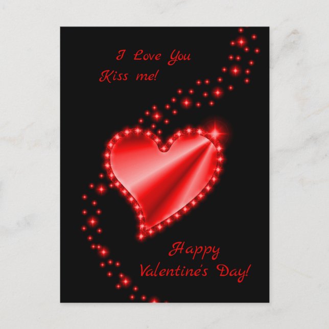 Happy Valentine's Day - Rainbow Heart with Stars Holiday Postcard (Front)