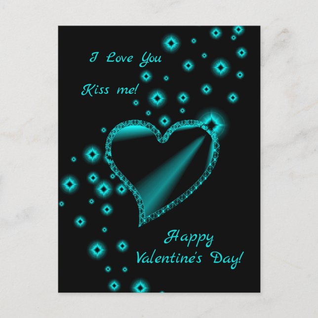 Happy Valentine's Day - Rainbow Heart with Stars Holiday Postcard (Front)