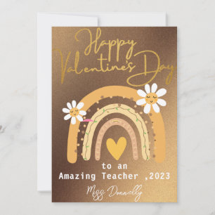 Happy Valentines Day Rainbow Teacher Personalised Holiday Card