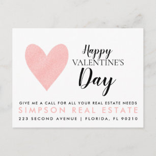 Happy Valentine's Day real estate client referral  Announcement Postcard