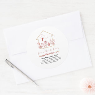 Happy Valentine's Day Real Estate Realtor Business Classic Round Sticker