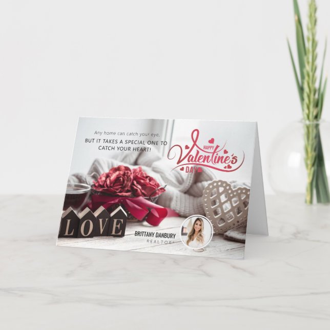 Happy Valentine's Day Real Estate Realtor Greeting Holiday Card (Front)