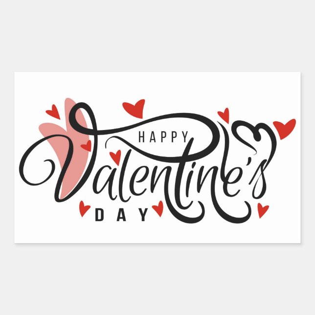Happy Valentine's Day Rectangular Sticker (Front)
