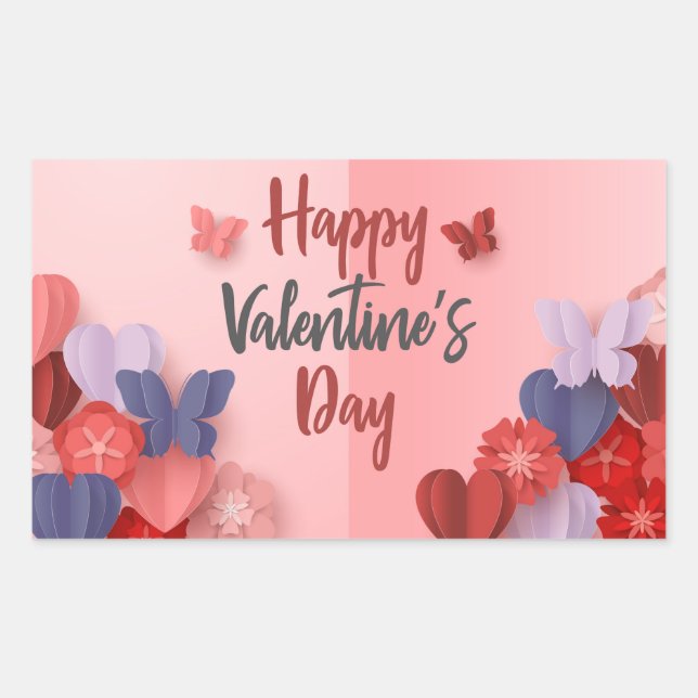 Happy Valentines Day Rectangular Sticker (Front)