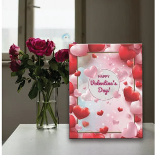 Happy Valentine's Day Red And Pink Hearts  Holiday Card