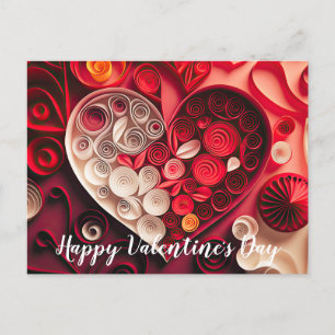 Happy Valentine's Day Red and Pink Hearts Postcard