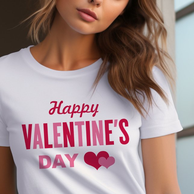 Happy Valentine's Day Red and Pink Hearts Women's T-Shirt (Creator Uploaded)