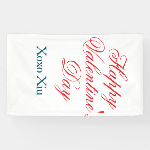 Happy Valentine's day red blue xoxo love name  Banner