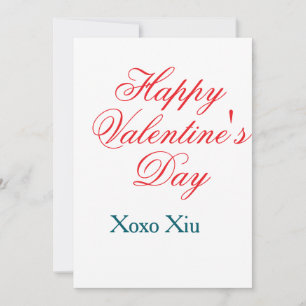 Happy Valentine's day red blue xoxo love name  Invitation