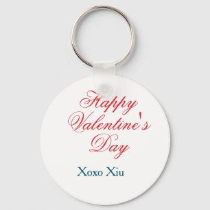 Happy Valentine's day red blue xoxo love name  Key Ring