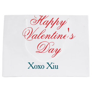 Happy Valentine's day red blue xoxo love name Large Gift Bag